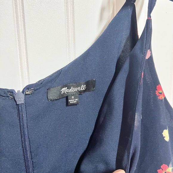 Madewell Ruffle Strap Faux Wrap Dress Size 00 Confetti Floral Blue Sleeveless - Picture 10 of 10